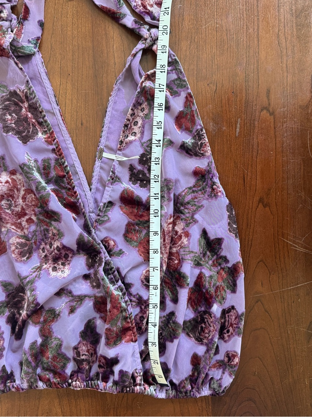 Free People | Lavender Floral Velvet Tie-Strap Camisole | Size M - Picture 6 of 6